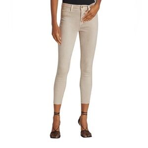 L’Agence Margot Skinny High Rise Biscuit Gold Glitter Coated Enduitwash Jeans 25